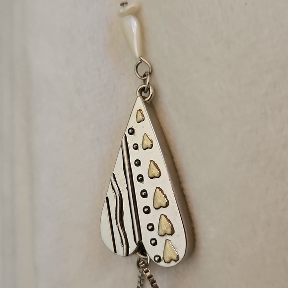 EMILY ROSENFELD Heavyweight Double Sided Heart Pendant Box Chain Necklace - Picture 6 of 9